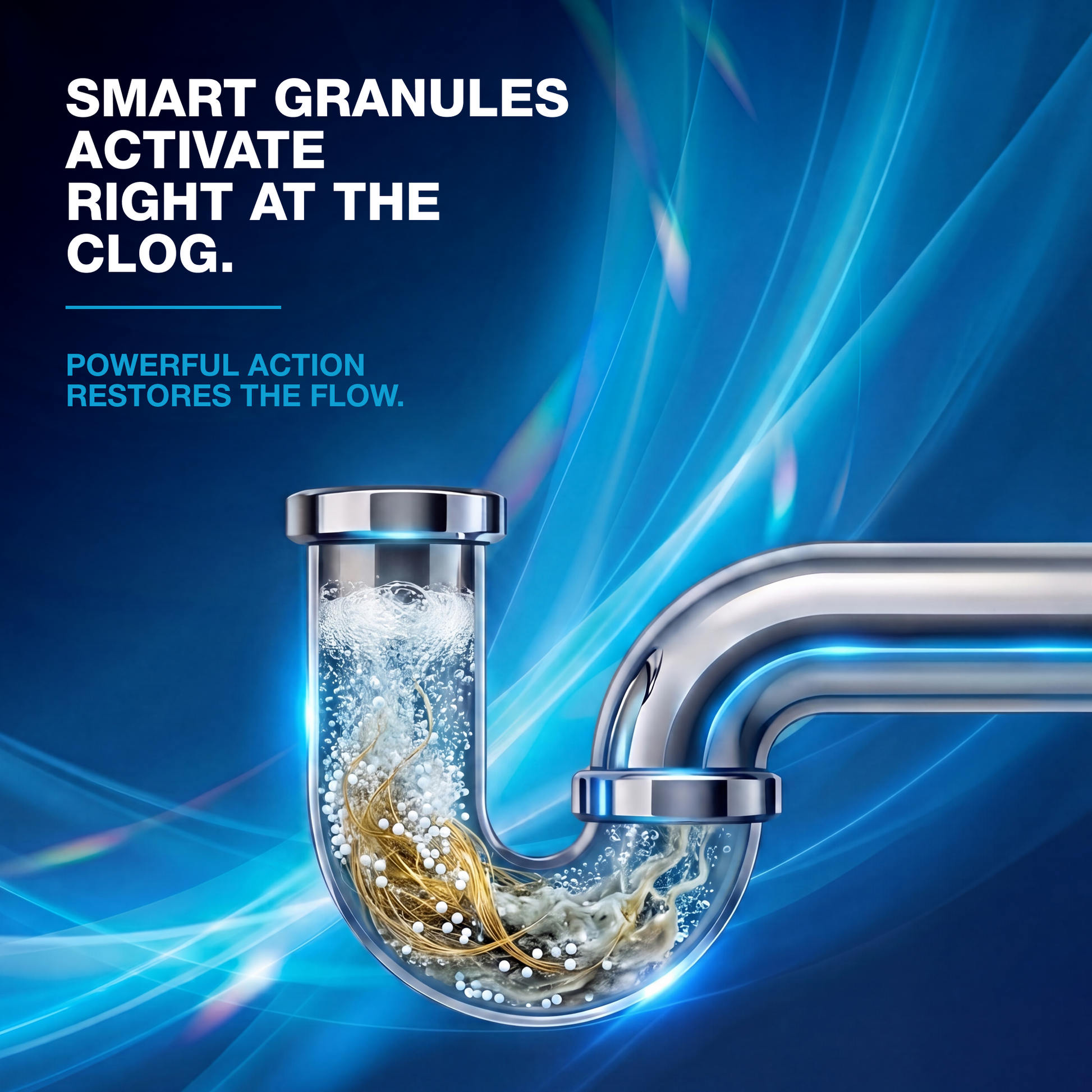 ZYNOR Smart Beads activate right at the clog inside the pipe
