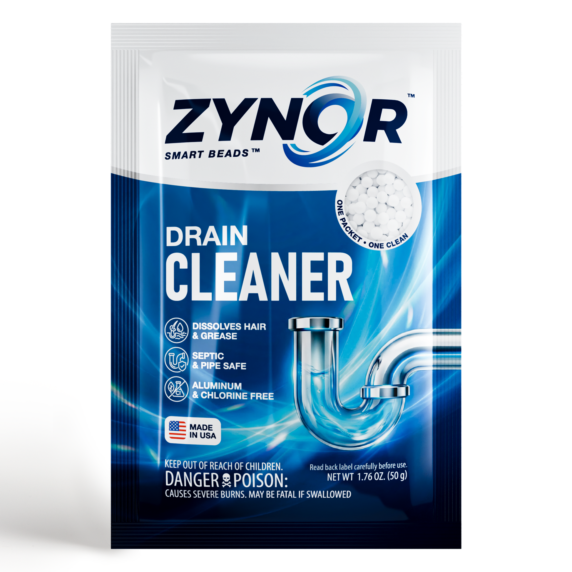 ZYNOR drain cleaner single sachet pack